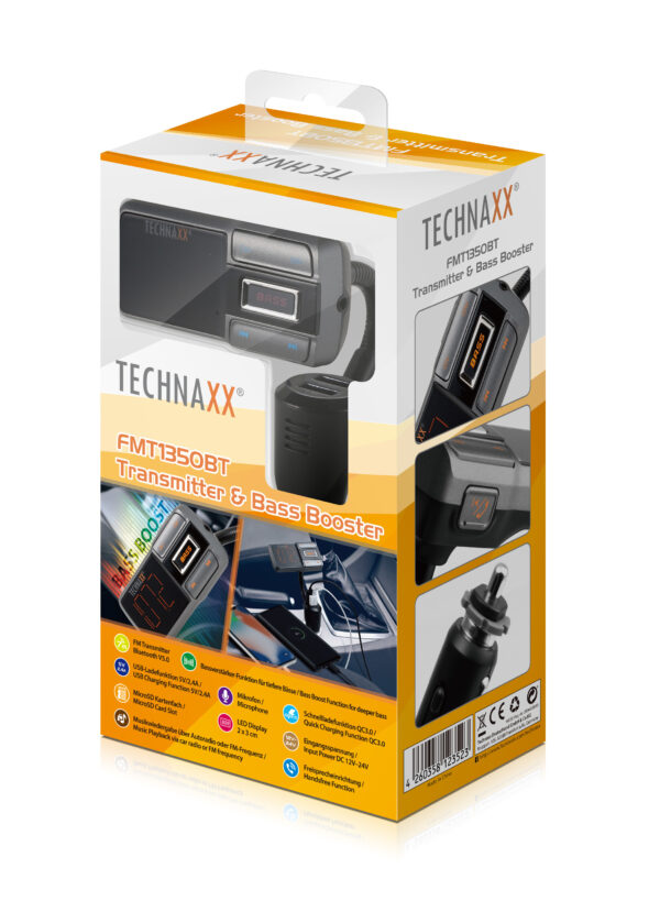 Trasmettitore FM e Bass Booster Ricarica Veloce QC3.0, 4822 - immagine 2