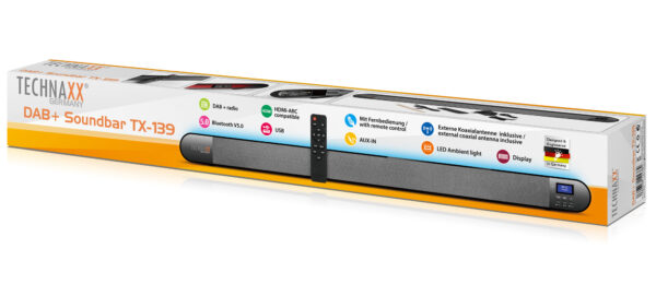 Soundbar con Radio DAB+ e FM Bluetooth V5.0 Connessione Ottica e Luce LED 7 Colori, TX-139 - immagine 2