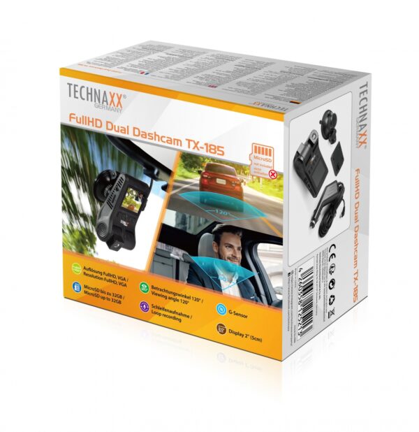 FullHD Dual Dashcam con Camera Anteriore e Interna, TX-185 - immagine 2