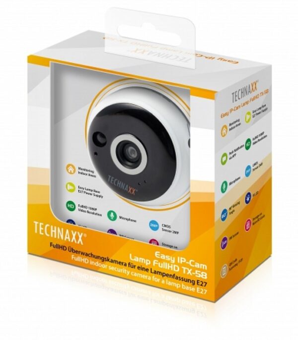 Telecamera Dome FullHD per Interni IR LED E27 PIR, TX-58 - immagine 2