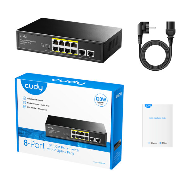 Switch PoE+ 10/100M a 8 Porte con 2 Porte Uplink, FS1010P - immagine 7
