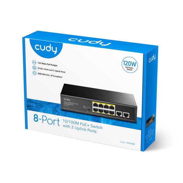 Switch PoE+ 10/100M a 8 Porte con 2 Porte Uplink, FS1010P - immagine 2