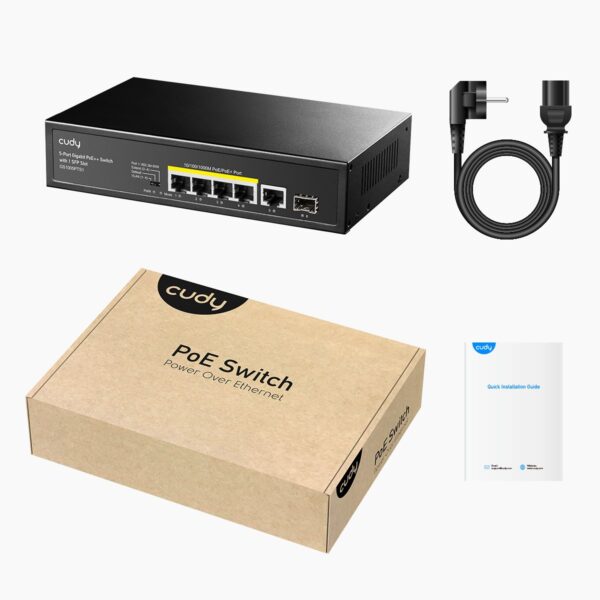 Switch Gigabit PoE+ 5 Porte con 1 Slot SFP, GS1005PTS1 - immagine 2