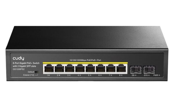 Switch Gigabit PoE+ 8 Porte con 2 slot SFP Gigabit, GS1008PS2 - immagine 2
