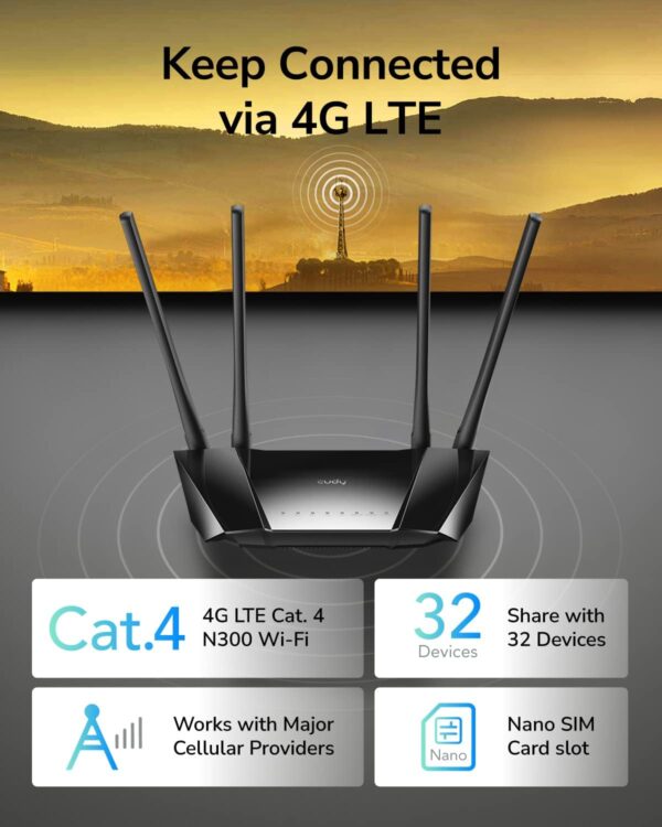Router WiFi 4G LTE con Sim 300Mbps Porta LAN/WAN, LT400 - immagine 8