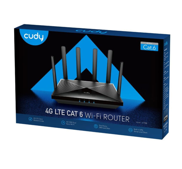 Router WiFi Gigabit AC1200 4G LTE Cat.6 con Sim 300Mbps, LT700 - immagine 2