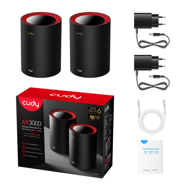Sistema Wi-Fi 6 Mesh AX3000 2.5G Dual Band, M3000 2pz - immagine 6
