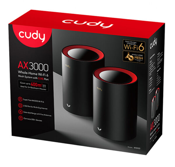 Sistema Wi-Fi 6 Mesh AX3000 2.5G Dual Band, M3000 2pz - immagine 2