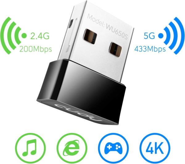 Nano Adattatore USB WiFi Dual Band 650Mbps per PC con Modalità SoftAP, WU650 - immagine 4