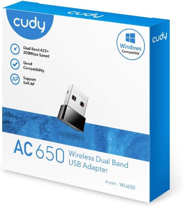 Nano Adattatore USB WiFi Dual Band 650Mbps per PC con Modalità SoftAP, WU650 - immagine 2