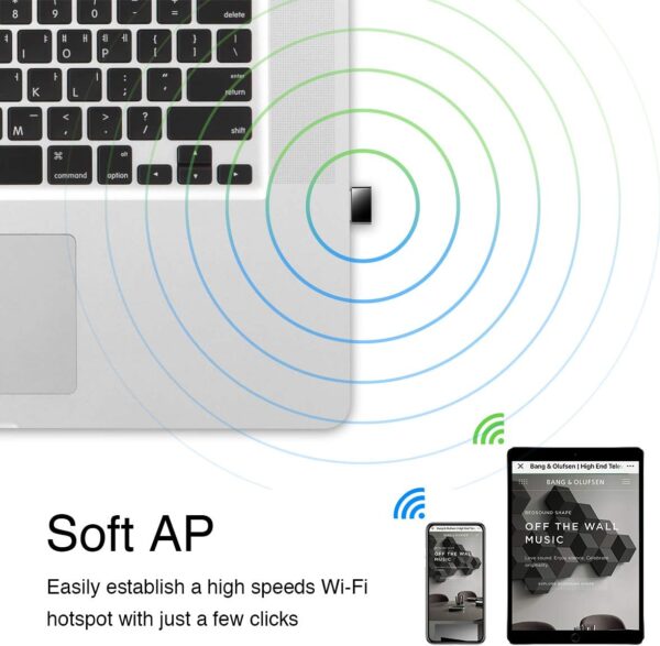 Nano Adattatore USB WiFi Dual Band 650Mbps per PC con Modalità SoftAP, WU650 - immagine 6
