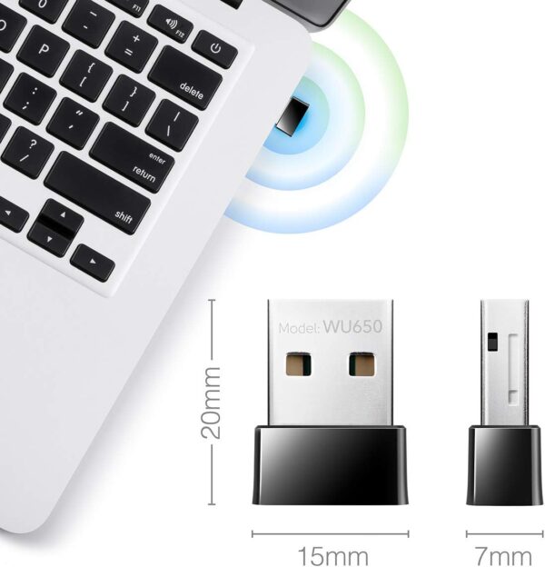 Nano Adattatore USB WiFi Dual Band 650Mbps per PC con Modalità SoftAP, WU650 - immagine 3