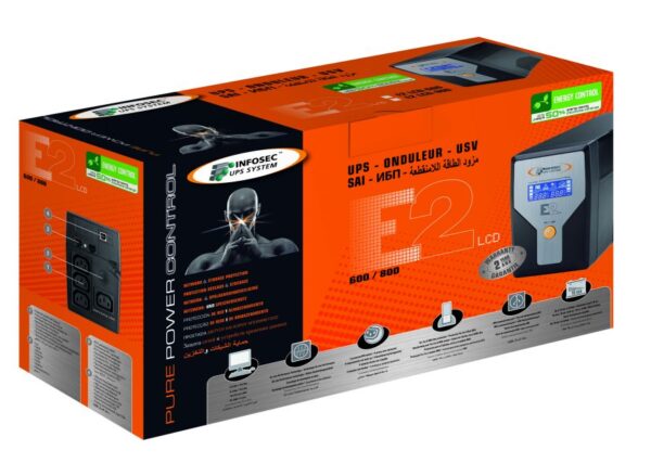 Gruppo di Continuità UPS E2 600VA LCD Line Interactive Onda Sinusoidale - immagine 2