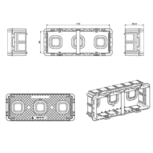 Scatola Rettangolare da Incasso con Dimensioni Maggiorate 6 moduli per S44 e S45 - immagine 2