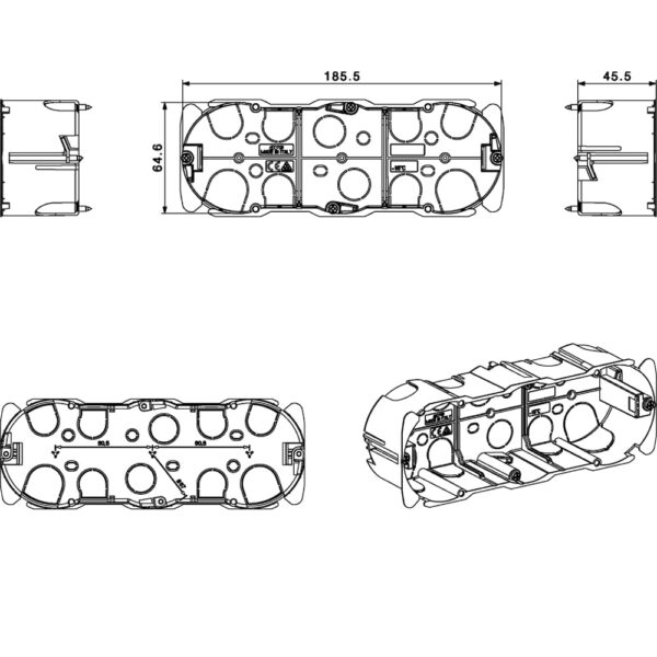 Scatola Rettangolare da Incasso per Pareti Cave 7 moduli S44 e 6 moduli S45 - immagine 2