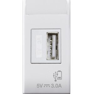 Domus S44 Caricatore USB-A 3A 240V 1 Modulo Bianco Lucido, 441082USB3A