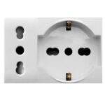 Domus S44 Presa Schuko Presa Italiana 2P+T 10/16A 250V 3 Moduli Bianco Lucido, 44109015MB