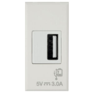 WHITEK S44 Caricatore USB-A 3A 240V 1 Modulo Bianco Opaco, 446082USB3A