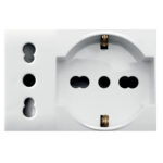 WHITEK S44 Presa Schuko Presa Italiana 2P+T 10/16A 250V 3 Moduli Bianco Opaco, 44609015MB
