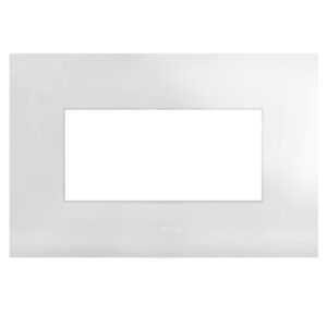 Placca Serie Smart44 in Metallo 4 Moduli Bianco Lucido