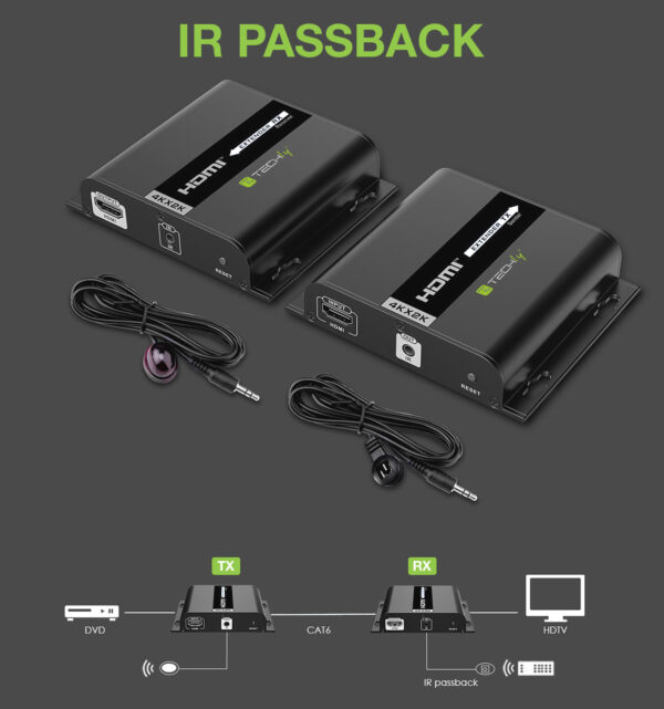 Ricevitore Aggiuntivo per Extender HDMI over IP con PoE IR 4K UHD su Cavo Cat.6 fino a 120m - immagine 7