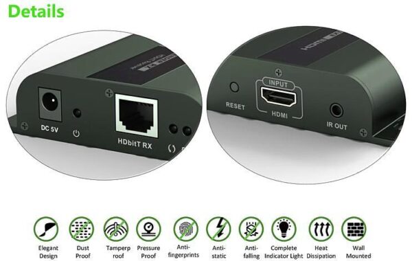 Ricevitore Aggiuntivo Extender HDMI IR su Cavo Cat.6 120m - immagine 4