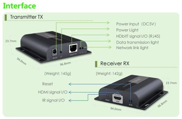 Ricevitore Aggiuntivo Extender HDMI IR su Cavo Cat.6 120m - immagine 5