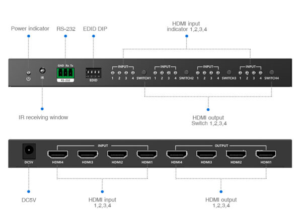 Switch Matrix HDMI2.0 4x4 4K@60 Hz - immagine 6