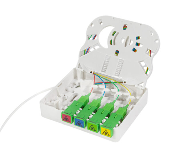 Scatola di Terminazione Ottica di Appartamento (STOA) FTTH 4x SC/APC con Cavo di Installazione da 40m