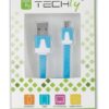 Cavo Flat USB AM a Micro USB M Azzurro 1m - immagine 2