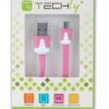 Cavo Flat USB AM a Micro USB M Rosa 1m - immagine 2