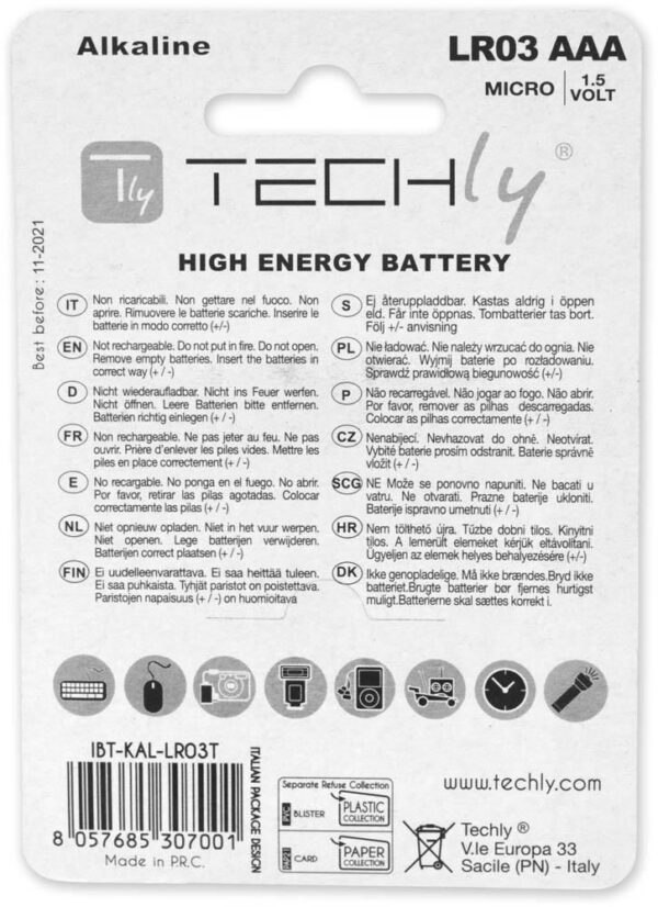 Blister 4 Batterie High Power Mini Stilo AAA Alcaline LR03 1.5V - immagine 2