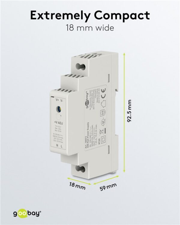 Alimentatore su Guida DIN 12V 1,25A 15W - immagine 3