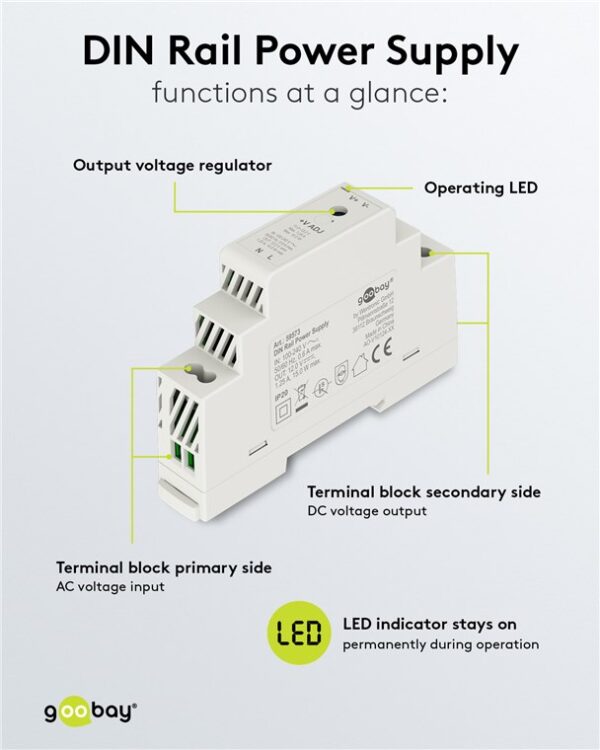 Alimentatore su Guida DIN 12V 1,25A 15W - immagine 10
