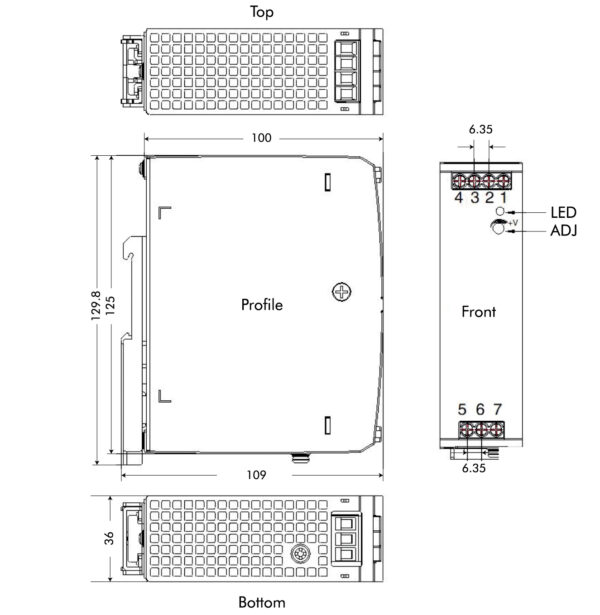 Alimentatore su Guida DIN 48V 2,5A 120W - immagine 2