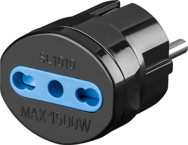 Adattatore spina Schuko a presa 10/16A Nero - immagine 3