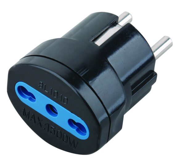 Adattatore spina Schuko a presa 10/16A Nero