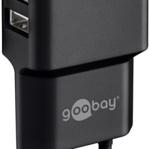 Caricatore da Muro 2 porte USB-A Slim Design 12W Nero