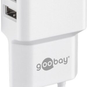 Caricatore da Muro 2 porte USB-A Slim Design 12W Bianco