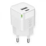 Caricabatterie GaN USB-A e USB-C™ Power Delivery 30W Ricarica Rapida Bianco
