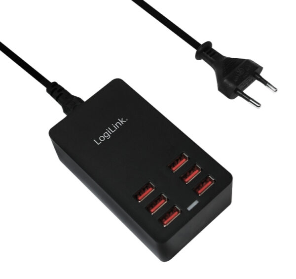 Caricatore da Tavolo a 6 porte USB 32W Nero - immagine 3