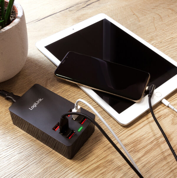 Caricatore da Tavolo a 6 porte USB 32W Nero - immagine 5