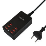 Caricatore da Tavolo a 6 porte USB 32W Nero