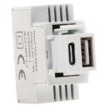 Alimentatore Compatto da Incasso Keystone USB-A e USB-C™ 20W 5-12V Bianco