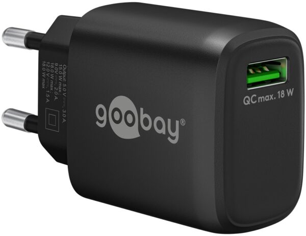 Caricabatterie Ricarica Rapida USB QC 3.0 (18 W) Nero