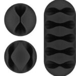 Clip Fermacavo Set da 5 pz Varie Misure Nero