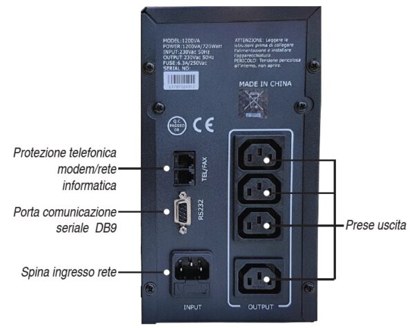 Gruppo di continuità 1200VA 720W Line Interactive - immagine 2