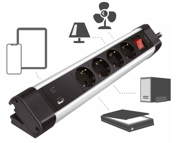 Presa Multipla a 4 vie con Presa USB-C™ PD e USB-A QC per la Ricarica Veloce - immagine 4
