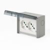 Multipresa Universale IP55 con Doppia Presa Bipasso Italiana Schuko con Scatola da Parete 3 Moduli