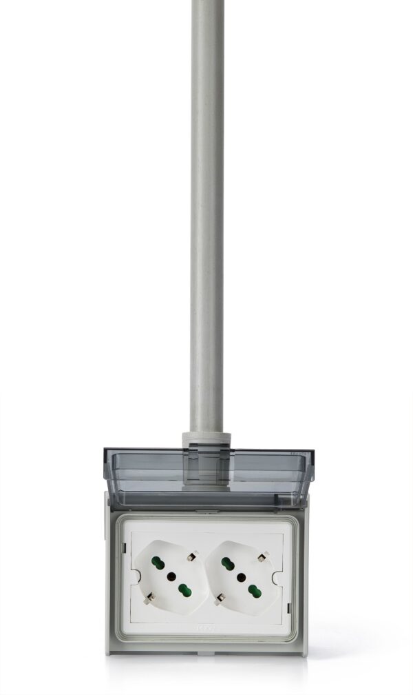 Multipresa Universale IP55 con Doppia Presa Bipasso Italiana Schuko con Scatola da Parete 3 Moduli - immagine 4